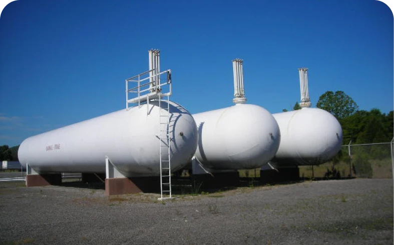 Industrial propane tanks with ladders